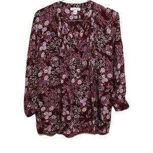 Women’s COLDWATER CREEK, Floral Print, Cuff Sleeves Top, Multi Colors, Size Med